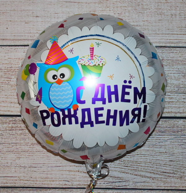 шар с днем рождения сова